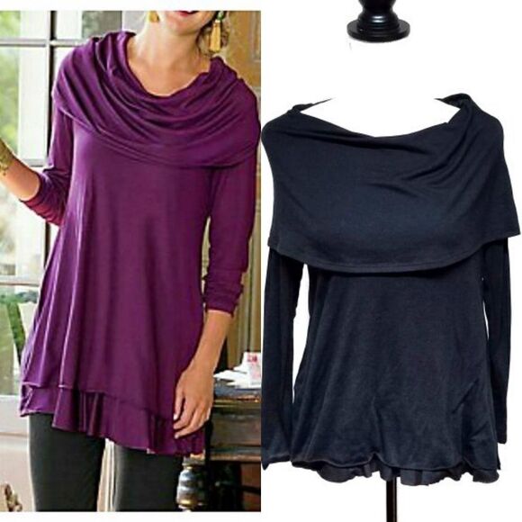 SOFT Surroundings Weekend Black Layered Tunic S - Picture 1 of 7